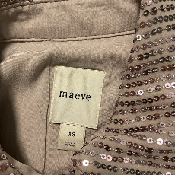 Anthropologie Maeve Bettina Sequin Tiered Mini Shirt Dress Silver - Picture 7 of 10